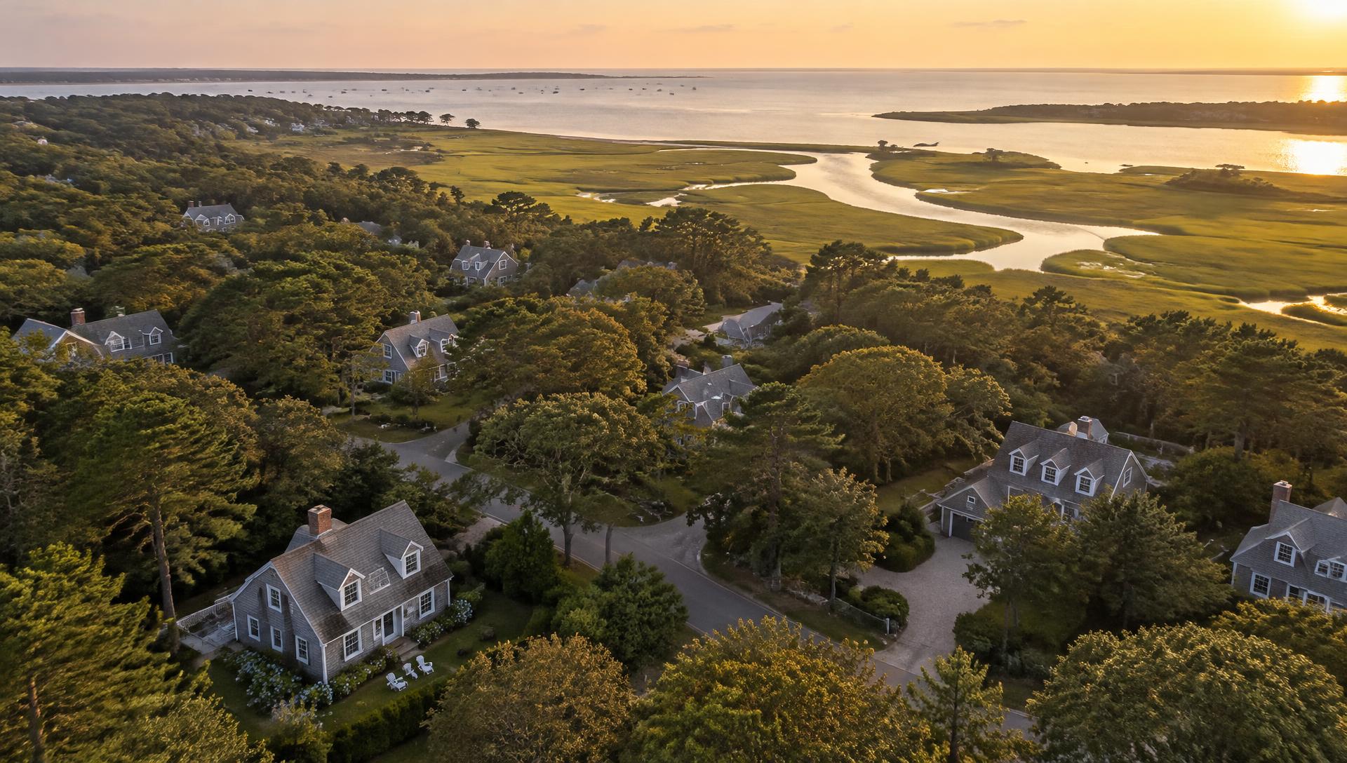 Aerial view of the Cedar & Quivet neighborhood in East Dennis